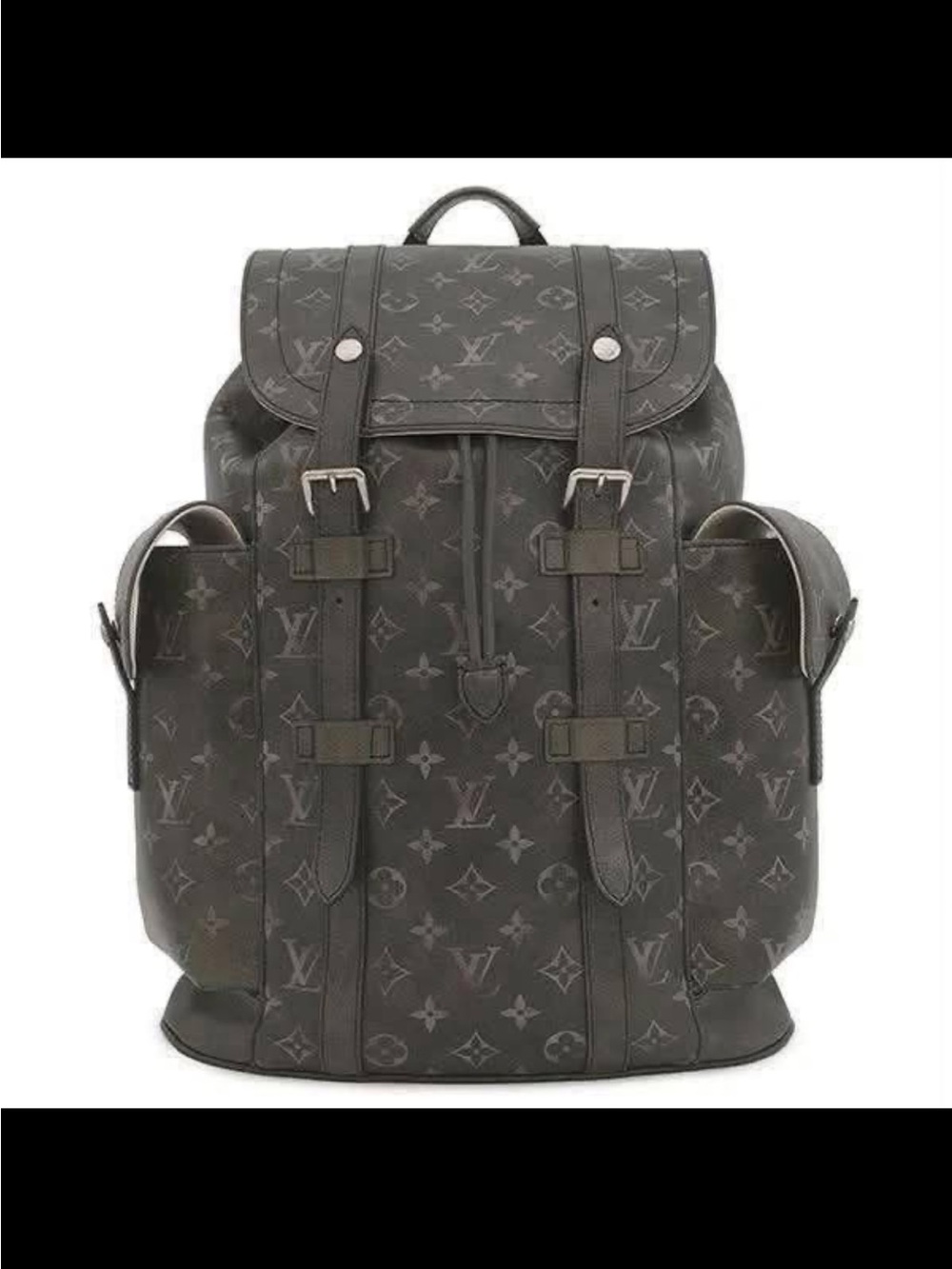 Louis Vuitton Christopher MM Black Brushed Monogram Canvas Backpack